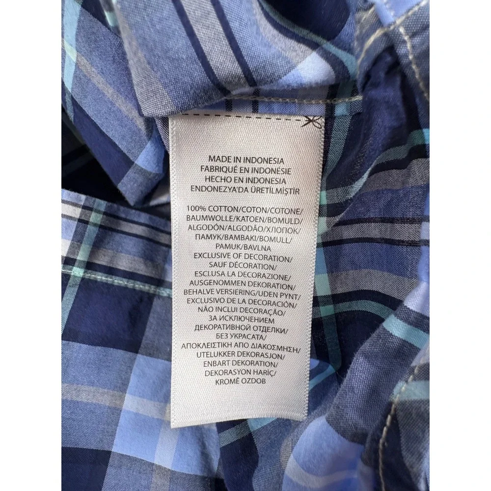 Ralph Lauren Kids Boys Red Blue Plaid Cotton Button Down Shirt Large 14-16 Pony